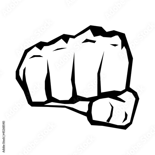 freedom concept. vector black and white fist silhouette.