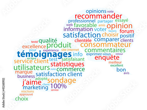 Nuage de Tags TEMOIGNAGES (j'aime marketing avis satisfaction)