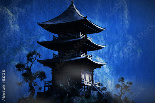 Zen buddhist temple in the mountains