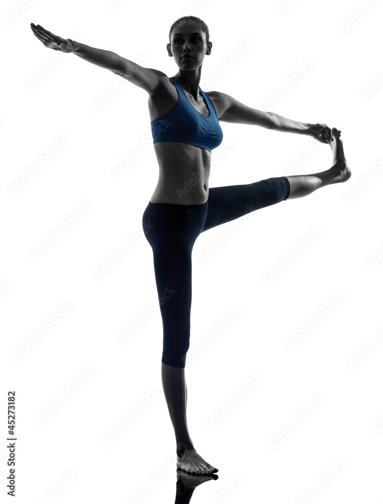 Fototapeta premium woman exercising yoga Hasta Padangusthasana