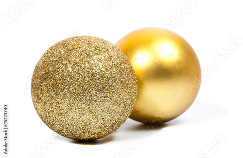 Two Christmas golden balls