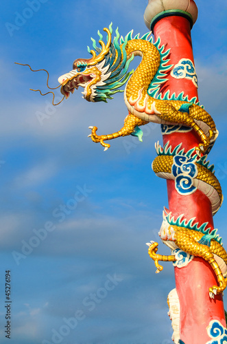 Chinese dragon with blue sky