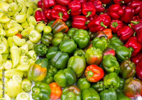 Colorful peppers green yellow red