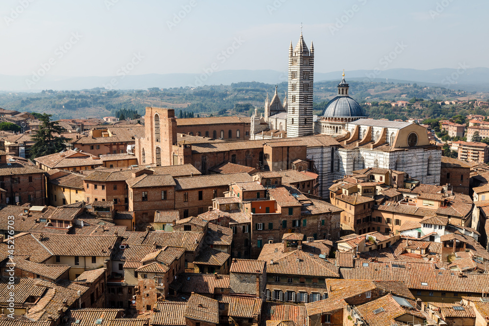 Aerial View on Siena and Santa Maria Cathedral, Tuscany, Italy