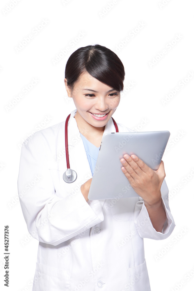 close up of woman doctor using tablet pc close up of woman doctor using tablet pc