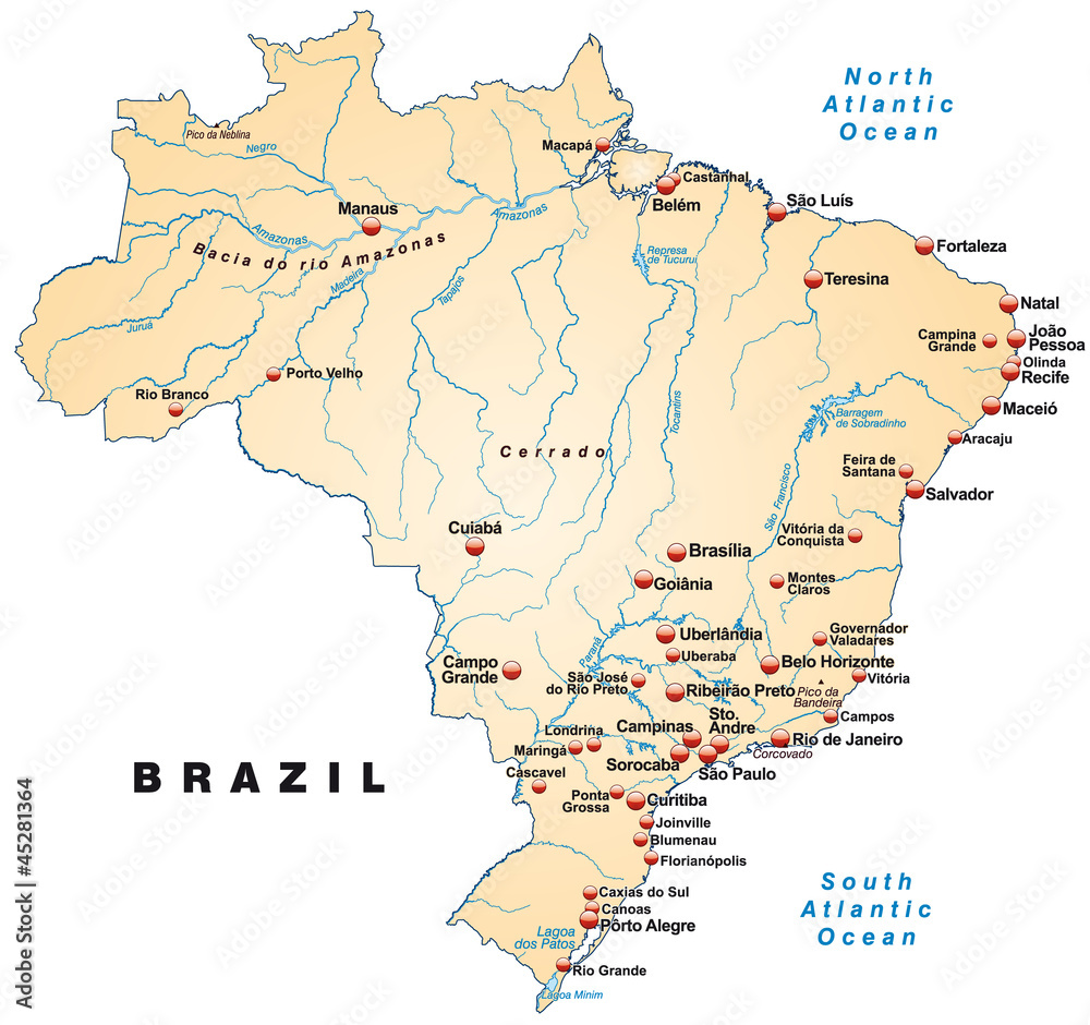 Inselkarte von Brasilien in orange
