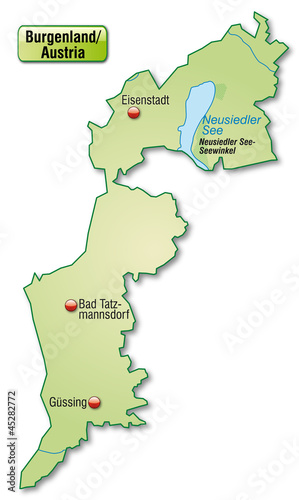 Landkarte des Kantons Burgenland mit Hauptstädten