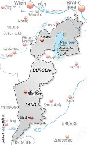 Landkarte des Kantons Burgenland mit Umgebung photo