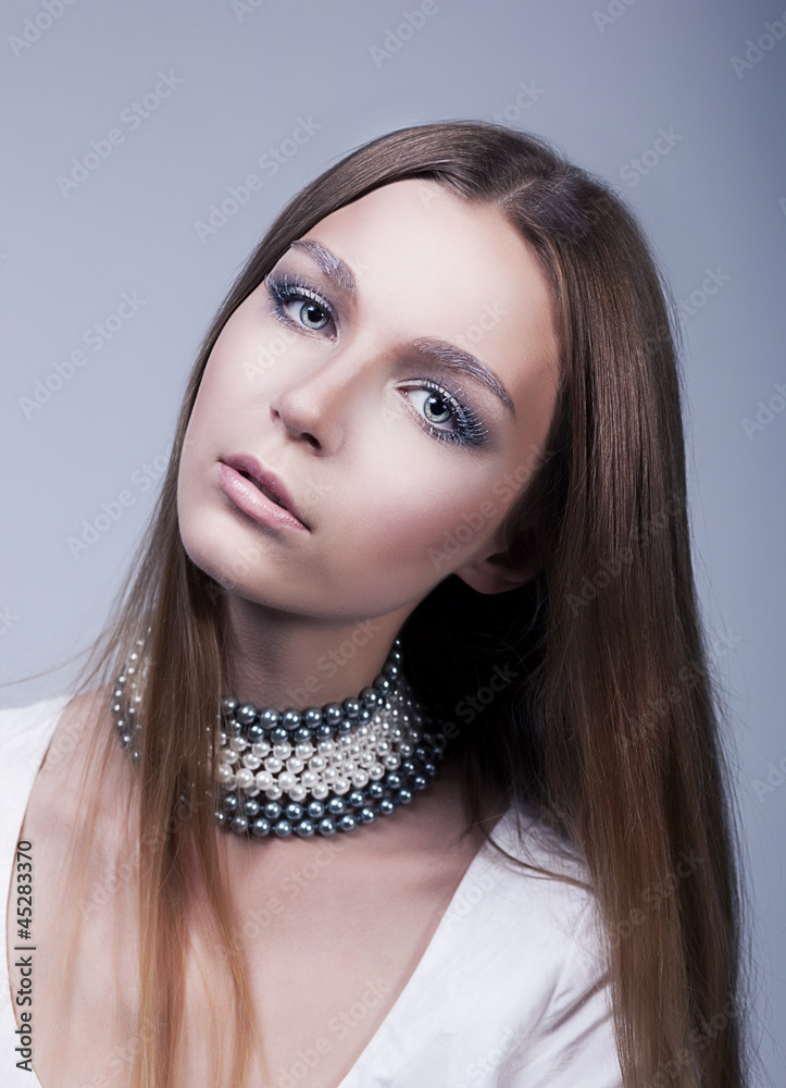 Portrait of pretty young woman pretty face - classic makeup Portrait of pretty young woman pretty face - classic makeup