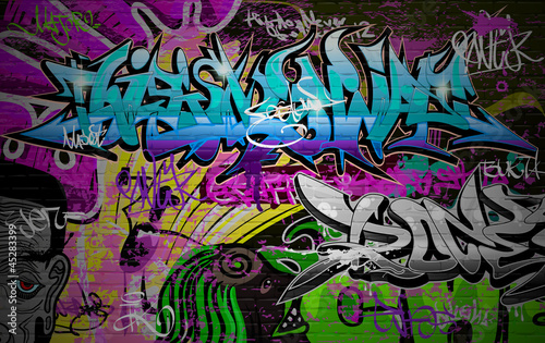 Graffiti wall urban art background