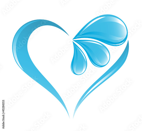 Abstract water icon with heart element