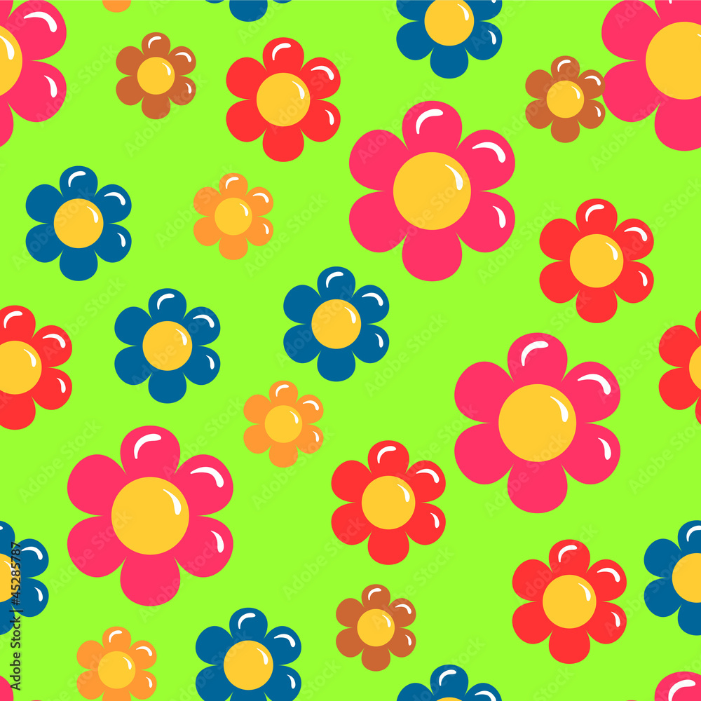 Colorful childish seamless pattern with flowers