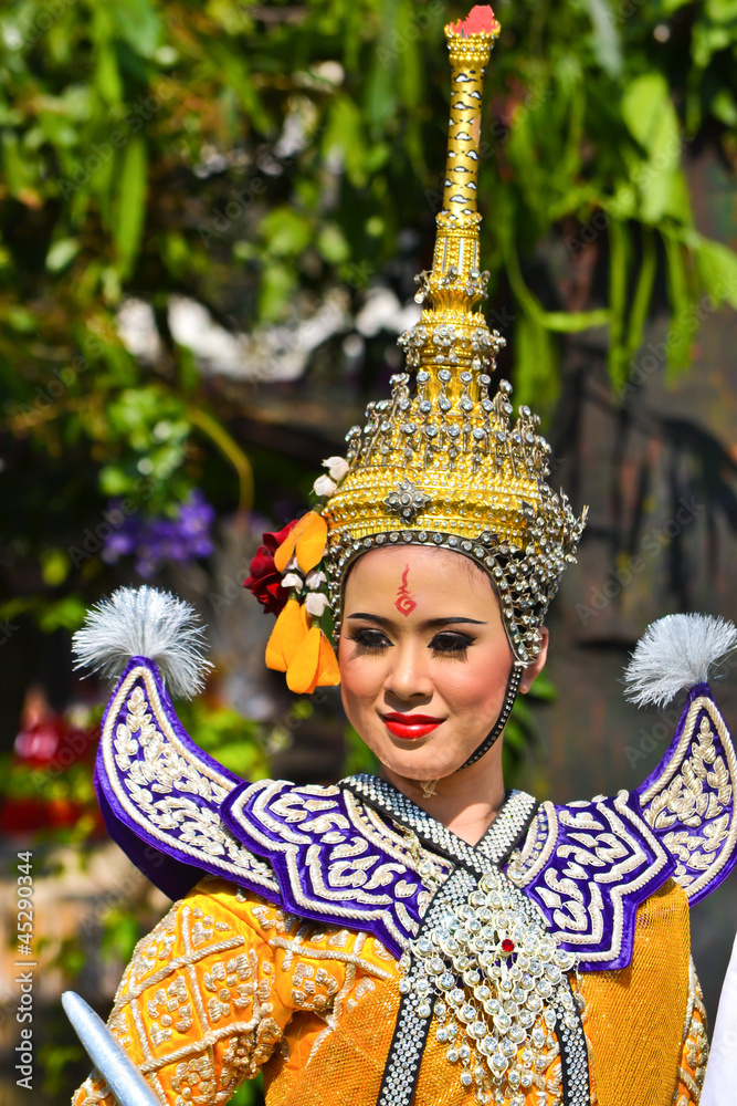 asian women in traditional costume of thailand