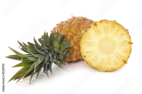 Fresh slice pineapple isolated on white