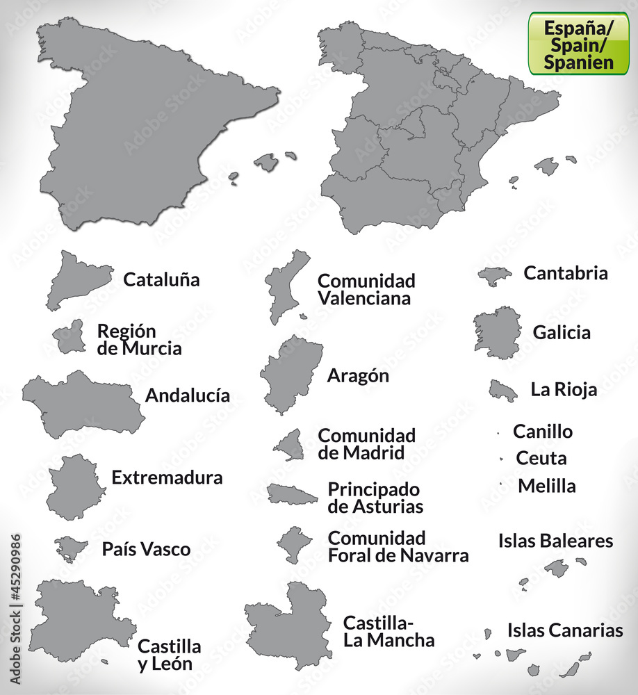 Obraz premium Grenzkarte von Spanien