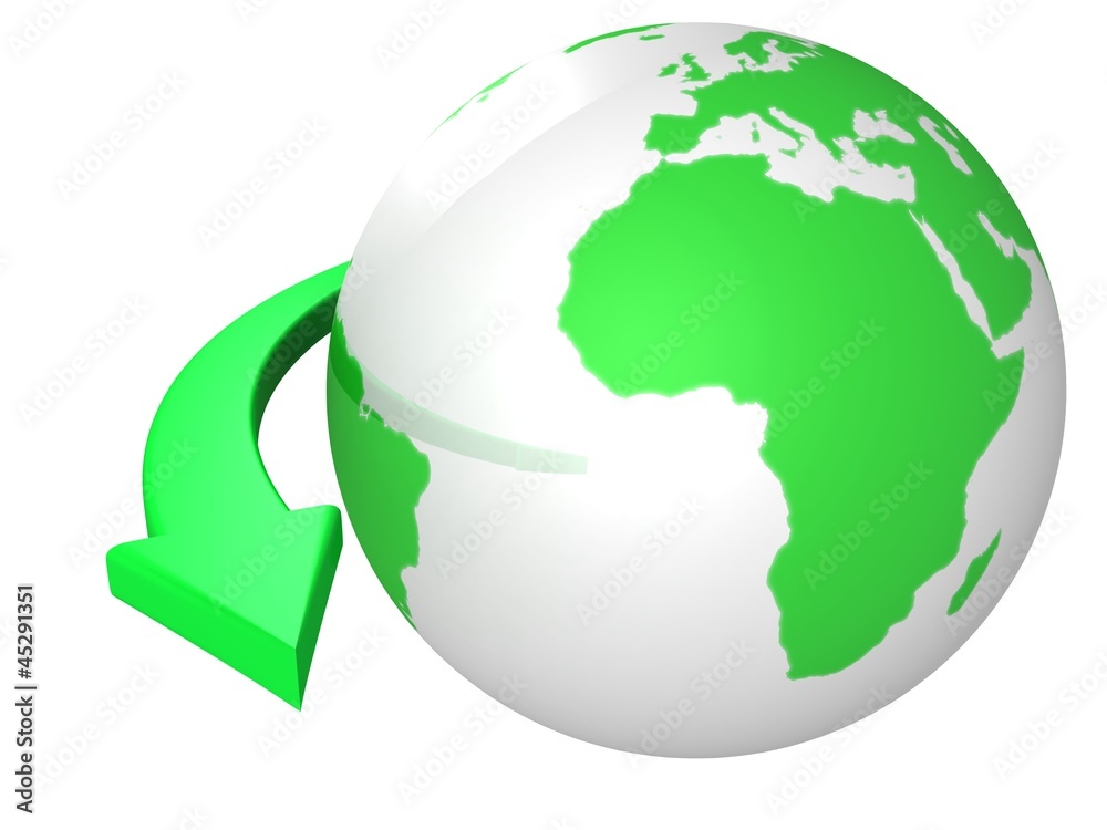 green earth globesphere with arrow around