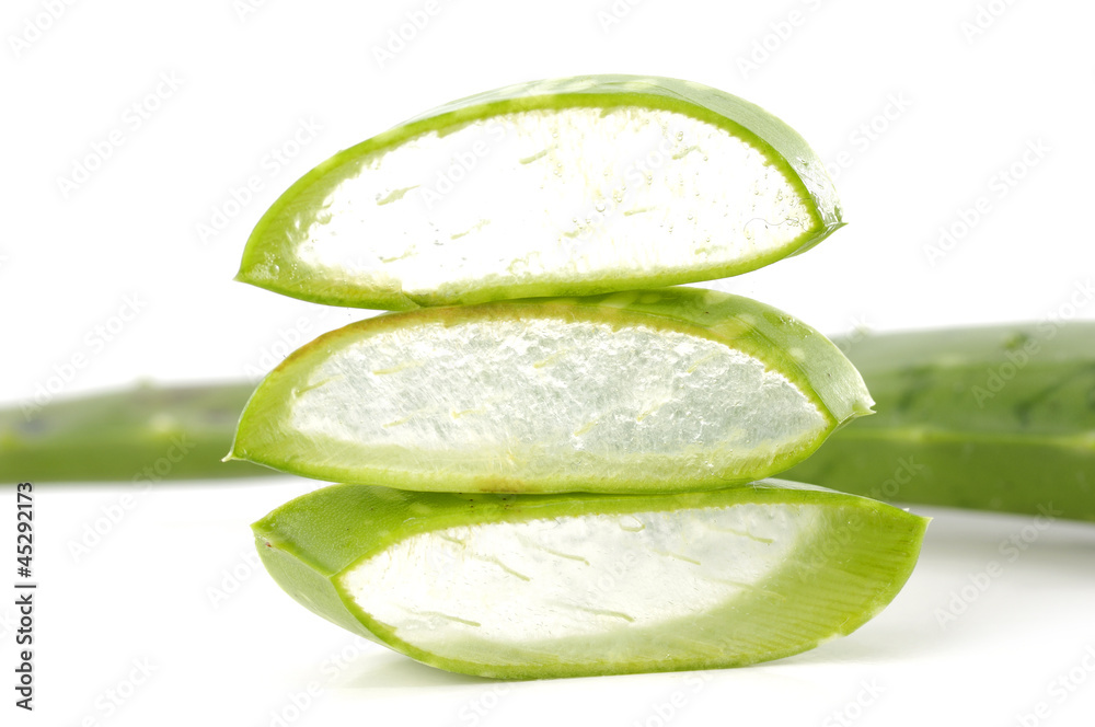 stack slitting green leaf of aloe stack slitting green leaf of aloe
