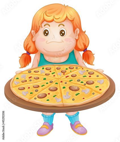 girl and pizza