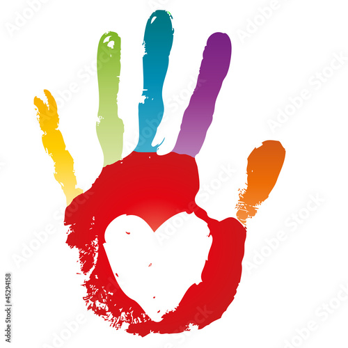 High resolution conceptual human hand print with a heart