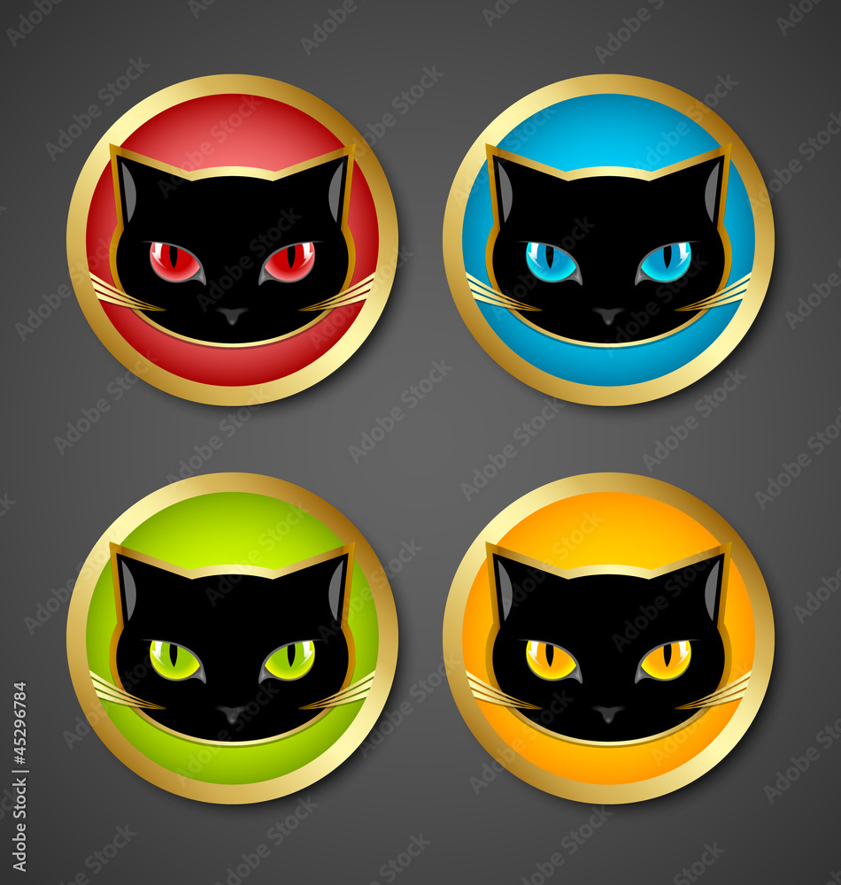 Black cat head icons