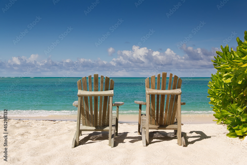 Resting Chairs on the beautiful sandy beach near the sea