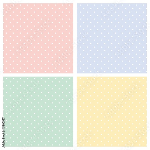 Set of sweet seamless vector patterns with polka dots