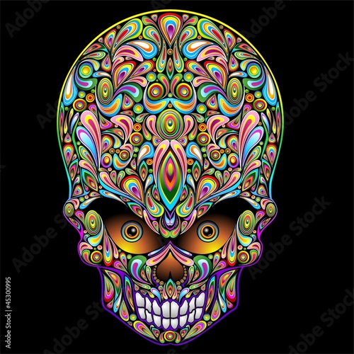 Psychedelic Skull Design-Teschio Psichedelico Pop Art-Vector