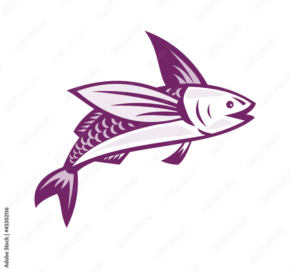Naklejka premium Flying Fish Retro