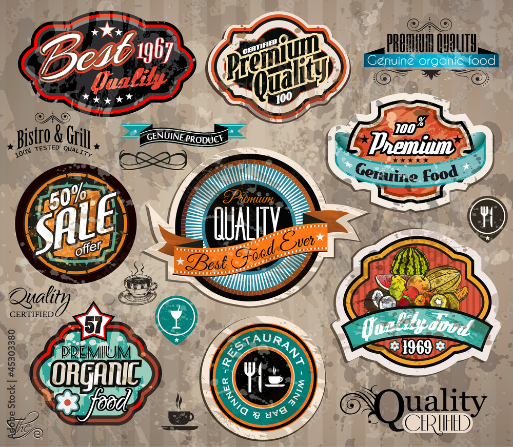 Set of Premium Quality Vintage Labels