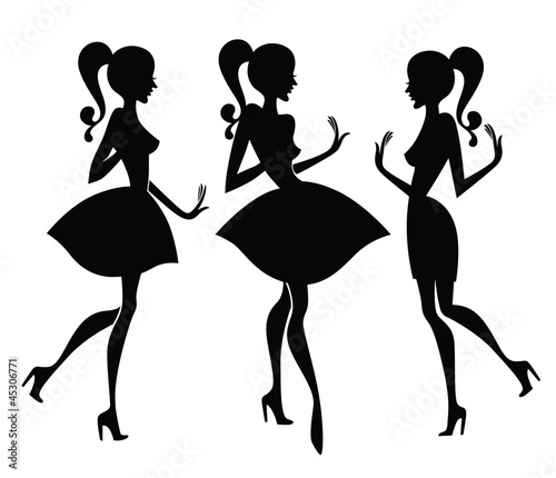 vector collection of fashionable girl silhouettes