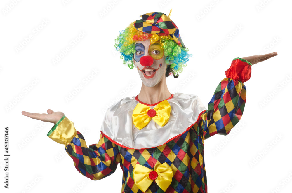 Funny clown on the white Funny clown on the white