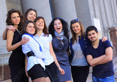 Group of merry students.