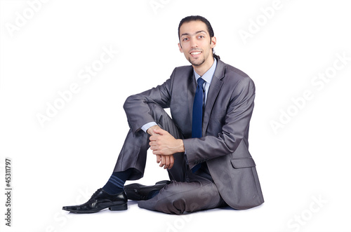 Man sitting on virtual chair