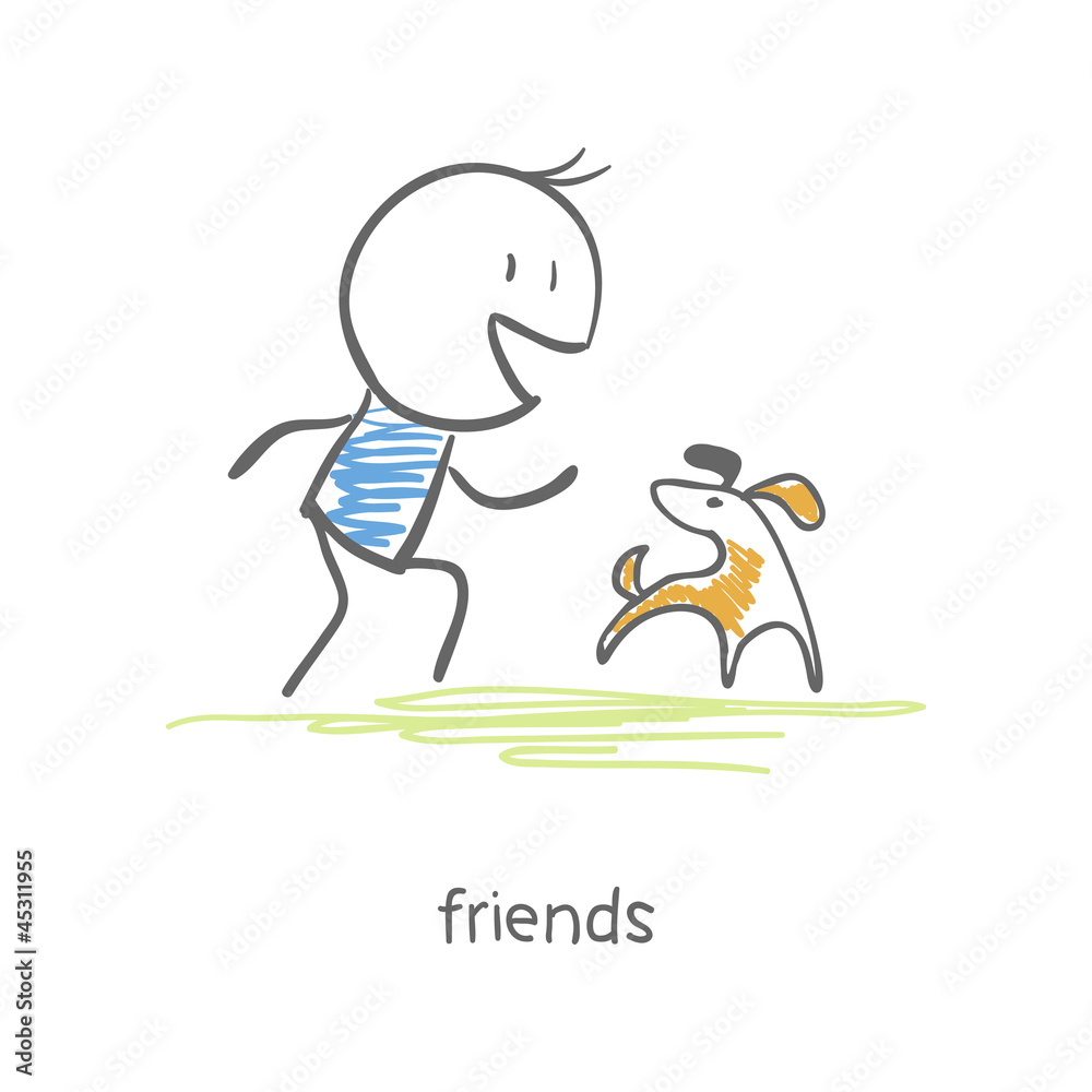 The man plays with a dog, The man plays with a dog,