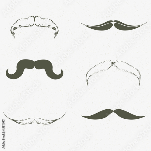 Hand drawn mustache set