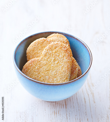 Heart shaped butter cookies with sugar