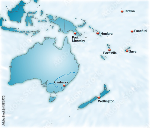 Landkarte von Australien/Ozeanien mit Städten