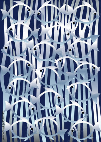 Background of decorative algae and fish.