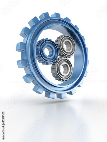 Gear wheels concept icon of leadership or teamwork