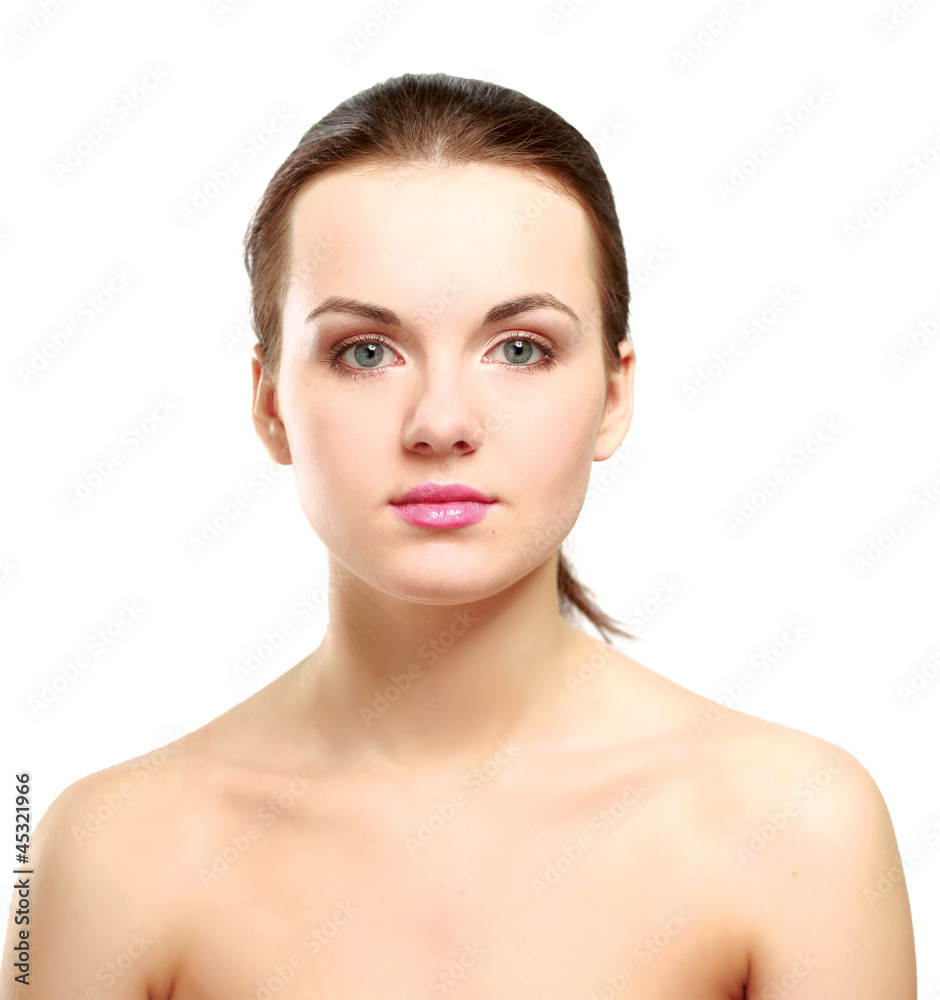 A beautiful woman, portrait isolated on white background A beautiful woman, portrait isolated on white background