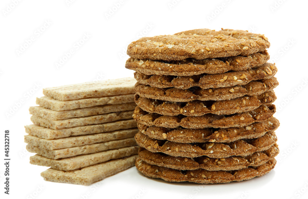 tasty crispbread isolated on white tasty crispbread isolated on white