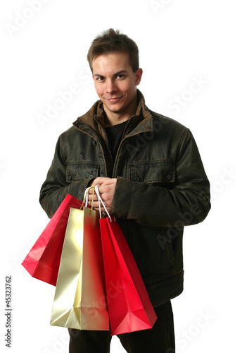 Young Sexy Man with Shopping Bags