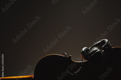 violoncello and headphones