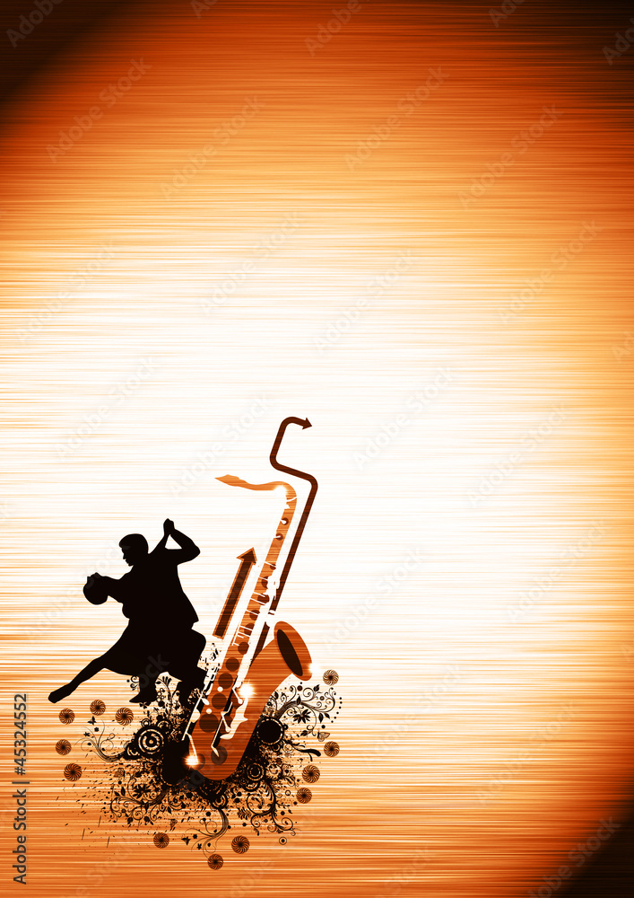 Foto couples and saxophone backgrond