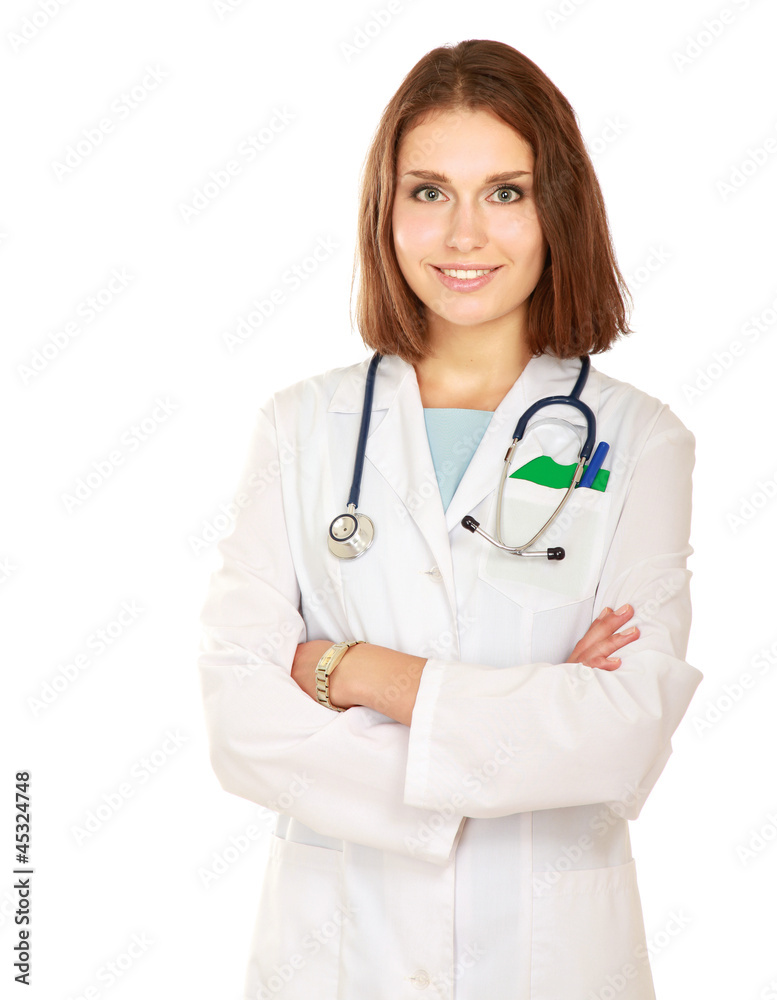 Smiling medical doctor woman with stethoscope Smiling medical doctor woman with stethoscope
