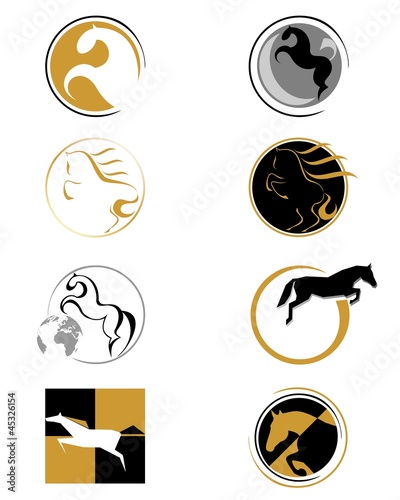 set of logos with a horse