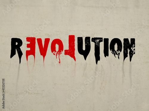 Wallpaper Mural revolution with love text concept