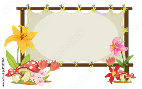 board and flowers