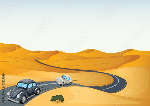 Obraz samochody na pustyni