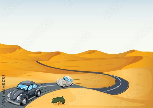 Obraz samochody na pustyni